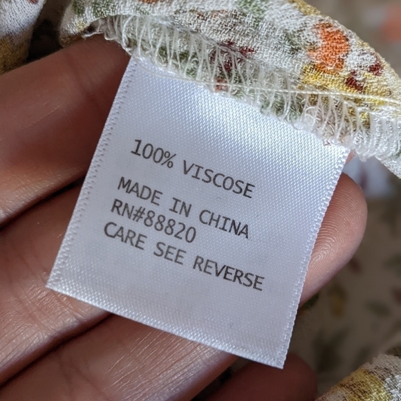 CYNTHIA Rowley Floral Oversized Calico Floral Ruffle Top L Cottagecore - Picture 10 of 11